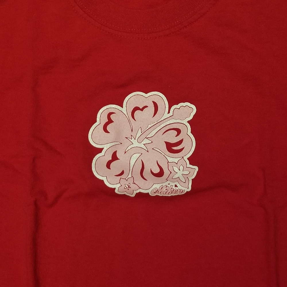 Vintage Miken S/S Crew Neck Flower T-Shirt Red Women's Size Large USA Made - Picture 6 of 8